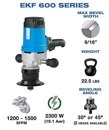 CS Unitec EKF 630 Portable Heavy-Duty Power Chamfering Tool/Beveling Machine for 30 Degree Weld Seams and Chamfer Up to 9/16"" Bevel Width, 2300 Watts (19.1 Amp) - Made in Germany" - style: 30° Beveler - EKF 630