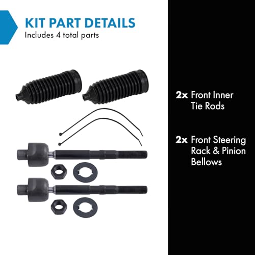 TRQ Front Steering Kit Steering Rack & Pinion Bellow Tie Rod - style: PSA27297