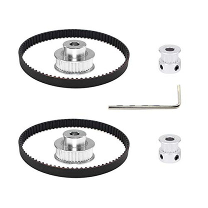 2Kit 2GT Synchronous Wheel Aluminum Timing Pulley with 2pcs Length 200mm Width 6mm Belt (20-48T-8B-6) - size: 20-48T-8B-6