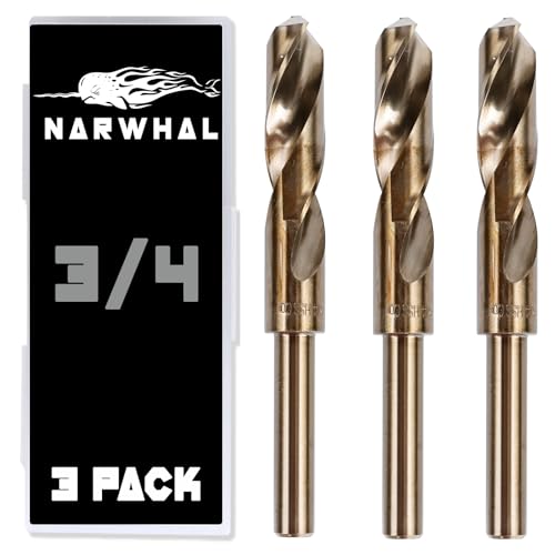 Narwhal 3/4 in Cobalt Drill Bits - 3 Pack - M35 Cobalt, 135 Split Point - Ideal for Metal, Stainless Steel, Cast Iron & More - size: 3/4 in