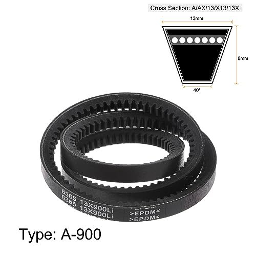 HARFINGTON 13x900 Cogged V-Belts AX Section Drive Raw Edge Belt 900mm Inner Girth 13mm Width 8mm Thickness EPDM for Power Transmission - size: 900mm