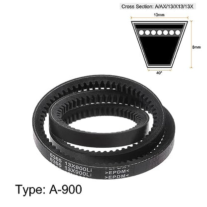 HARFINGTON 13x900 Cogged V-Belts AX Section Drive Raw Edge Belt 900mm Inner Girth 13mm Width 8mm Thickness EPDM for Power Transmission - size: 900mm
