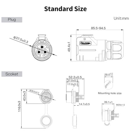 CNLINKO LP-28 3-Pin Waterproof Connector Screw Lock Circular Connector, IP68 Quick Plugging Aviation Connector, M28 Single Hole Socket Panel (3-PIN Screwing) - size: 3-Pin Screw-Assembly, style: Single-Hole Socket Set