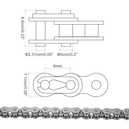 uxcell 05B Metric Standard Roller Chain, 5 Feet Carbon Steel Chains 8mm