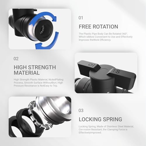 3/8 Push To Connect Valve,Shut Off Air Flow Control Fittings - color: Black BUC, size: 3/8"OD