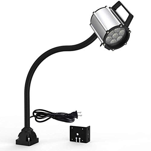 Work Desk Light, Machine Work Light, LED Flexible Gooseneck Light 700 Lumens IP66 Water and Dust Resistant 110-240 Volt Universal Fixed Base Work Light for Machine Tool and Lathe Industrial Lighting - color: Bright White LED 7 Watt 700LM