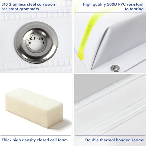Dock Bumpers 36 Inch/48 Inch/58 Inch/72 Inch, Boat Dock Bumpers with Upgrade Reflective Strip and Stainless Steel Screws, Dock Fenders Bumper Guards Marine Grade (Black/White/Gray) -1 Pack 2 Pack - color: White, style: 48in-2pack