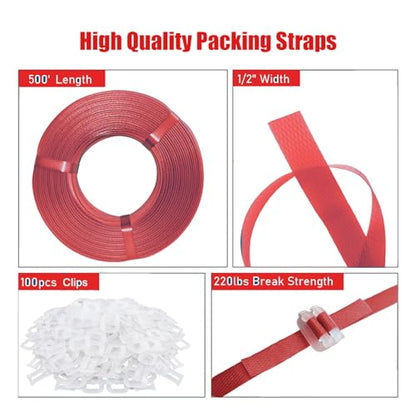 Plastic Packaging Banding Strapping Kit, Red - color: Red