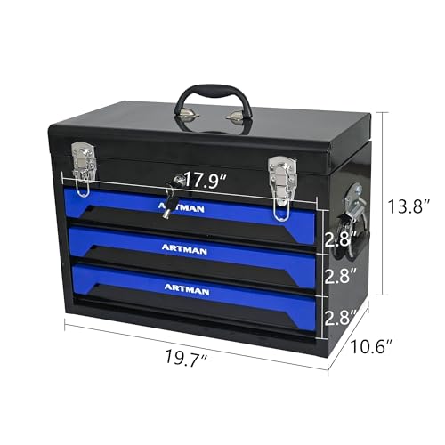 439 Piece Mechanics Tool Set, 3 Drawer 4-Tier Heavy Duty Metal Box with Household Tool Kit, Portable Tool Organizer Case for Auto Repair, Garage,Warehouse,Workshop,Repair Shop (Black&Blue) - color: Blue