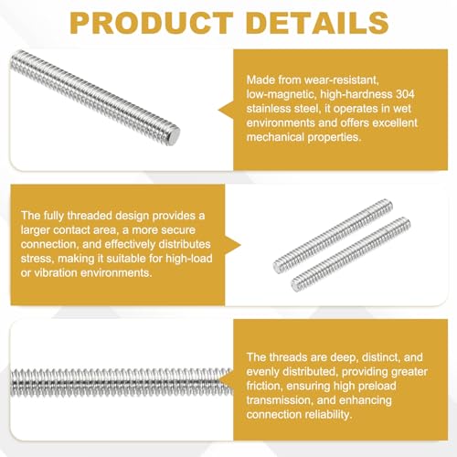 uxcell 20Pcs Fully Threaded Rod M2 x 0.4mm Pitch 16mm/0.6 Inch Threaded - size: M2x0.4mmx16mm
