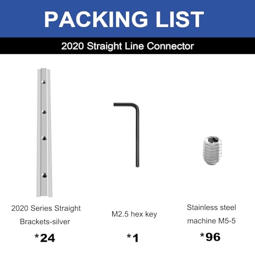 24pcs 2020 Straight Connector Joint Plate Corner Bracket Silver - color: Silver, size: 20-Connector Bar