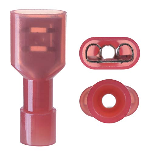 500 Pcs XHF Red Nylon Female Spade Connectors 22-16 AWG Quick Disconnect Wire Terminals Insulated Wire Crimp Connectors - size: Female Red 500PCS