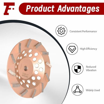 findmall 7 Inch 12 Turbo Diamond Segments 5/8 Inch -11 Arbor Grinding Wheels Diamond Cup Grinding Wheels Fit for Concrete and Masonry Available - size: 7 inch 12 segments