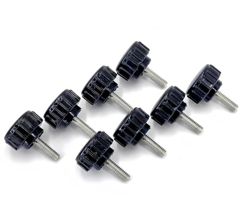 M4x12mm 304 Stainless Steel Threaded Knurled Thumbscrew Screw on Knobs Grips Black Round Clamping Screw, Black(20 Pcs) - size: M4x12