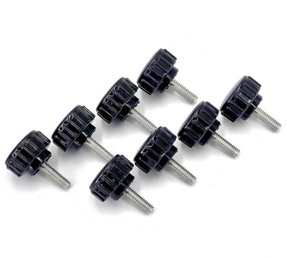 M4x12mm 304 Stainless Steel Threaded Knurled Thumbscrew Screw on Knobs Grips Black Round Clamping Screw, Black(20 Pcs) - size: M4x12