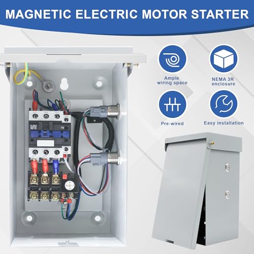 10 Hp 1-Phase Magnetic Motor Starter, 220-240 Volt 20-32 Amp - style: Single-phase 32A