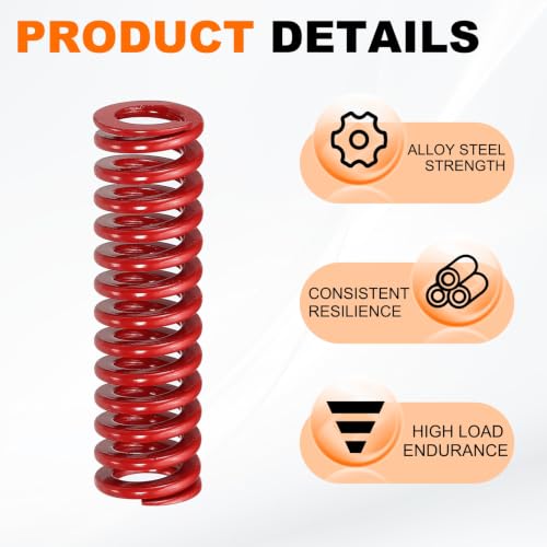 HARFINGTON 2pcs Die Spring 1/2" OD x 1.75" Free Length SMH2007, Red - size: 1/2" OD x 1.75" Free Length