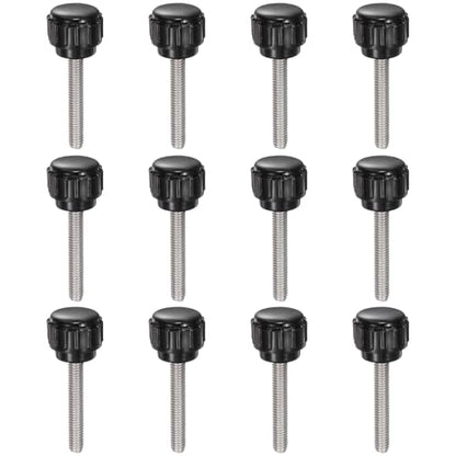uxcell 12pcs Knurled Clamping Knobs M4 x 25mm Metric 304 Stainless Steel Male Thread Thumb Screw on Type 14mm Plastic Round Head Threaded Hand Bolt Stud Knobs Black - size: M4 x 25mm x 14mm