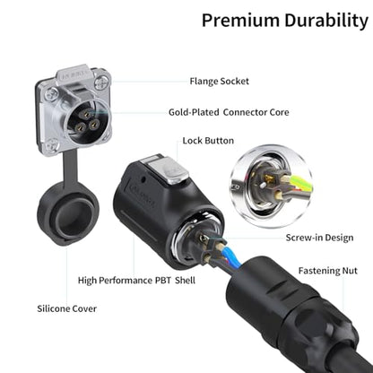 CNLINKO LP-16 2-Pin Waterproof Connector, Screw-in Design Circular Connector IP68 Quick Plugging Aviation Connector, PIN Partitioned Connector M16 Flange Socket (LP16 2 Pin) - size: LP-16 2-Pin Screwing