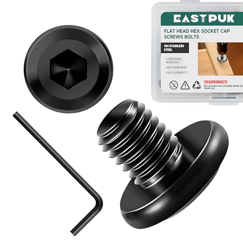 20Pcs M6-1.0 x 8mm Flat Head Socket Cap Screws Bolts 304 Stainless Steel Black Zinc Plated Furniture Bolts, Fully Threaded M6 Bolt with Hex Spanner - size: M6 x 8mm