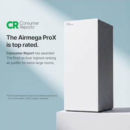 COWAY Air Purifiers for Large Room Whole Home Up to 4,253ft², 2 Sets of XL Washable Pre-Filters and HEPA Filters for Dual Purification, AQI, Turbo Mode, Timer, Wheels, 5yr Warranty, ProX(B) - style: AIRMEGA ProX Beige