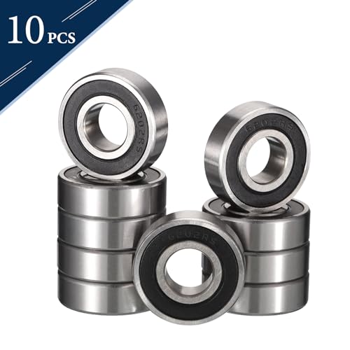6202-2RS Deep Groove Ball Bearings, ID 15mm x OD 35mm x Width 11mm Double Rubber Sealed Ball Bearing Pre-Lubricated Chrome Steel Z2 Lever 10pcs - size: 6202-2RS 15x35x11mm