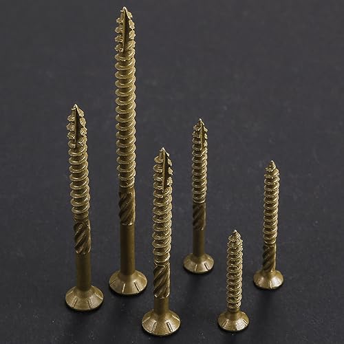 Wensilon #10 * 3" Deck Screws, (137pcs) 2 lbs.Exterior Wood Screws, Rust Resistant epoxy Coated, Bronze, T25 Star Bit - color: Yellow, size: 10*3