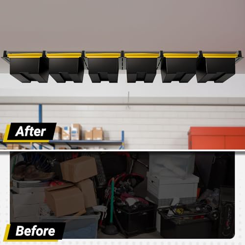 6-bin Overhead Garage Storage Rack, Ceiling Storage Racks - size: for 6 Bins