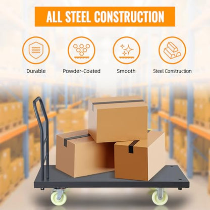 Heavy Duty Steel Platform Truck Cart, Gray - color: Gray-47" L X 24" W X 32" H