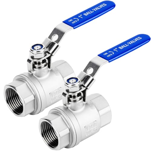 2 Pack 1 inch Ball Valves NPT Female 304 Stainless Steel Full Port Locking Ball Valve Handle, Heavy Duty Shut Off Valve for Home and Industrial (1 Inch) - size: 1 Inch