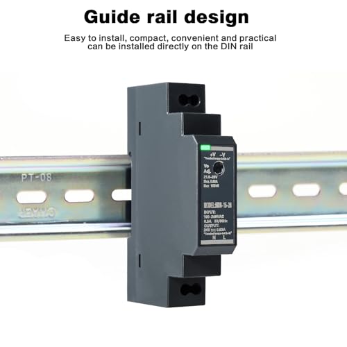 DIN Rail Power Supply, 15W 24VDC 0.63A Switching Power Supply with Overload Protection and Stable DC Output (HDR-15-24)