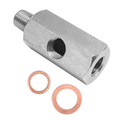 Stainless Steel Oil Pressure Sensor Adapter, With 1/8 NPT tee Oil Pressure Gauge Fitting Turbo Supply Feed line Connector for Turbo Supply Feed Line/Oil Pressure Gauge