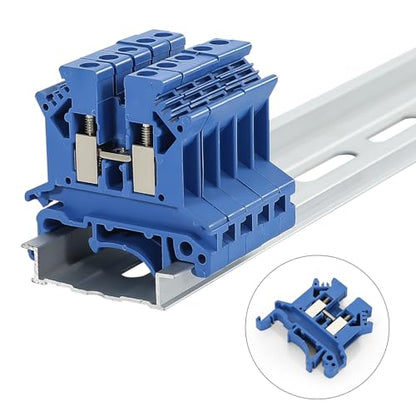 100PCS Blue UK-2.5B Din Rail Terminal Block Wire Kit - for 12-22 AWG 20A 600V Electrical Distribution Box, Solar Power System, PLC Industrial Control Automation Panel DIY CNC RV - color: 100pcs Blue