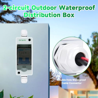 DEWIN 2 Way DIN Rail Box IP65 Distribution Protection Box - size: 2 module
