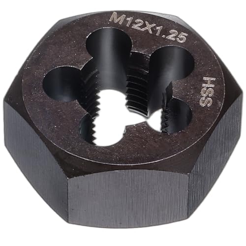 HARFINGTON Hex Threading Die M12 x 1.25 Metric Thread Right Hand High Speed Steel Rethreading Fixed Die Screw Cutting Tapping Repair Tool - size: M12 x 1.25