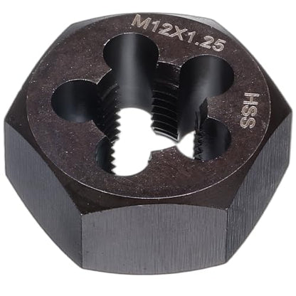 HARFINGTON Hex Threading Die M12 x 1.25 Metric Thread Right Hand High Speed Steel Rethreading Fixed Die Screw Cutting Tapping Repair Tool - size: M12 x 1.25