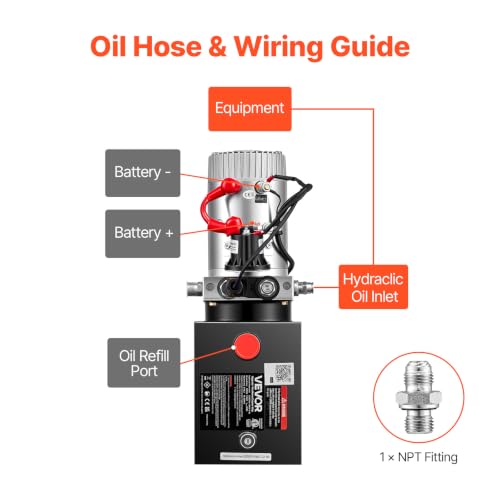 VEVOR 4 Quart Hydraulic Pump DC 12V 1.6KW Single Acting Dump Trailer Pump - size: 4 Quart Single Acting, style: Single Acting