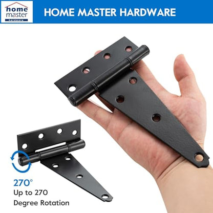 HOME MASTER HARDWARE 8" Heavy Duty Gate Hinges, 2 Pack T Strap Hinges - size: 8 in-2 Pack