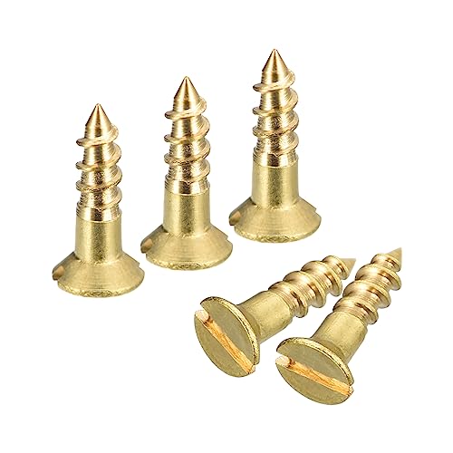 uxcell Brass Wood Screws, 30Pcs M2.5 x 10mm Slotted Drive Flat Head Self Tapping Screw Countersunk for Woodworking Furniture - size: M2.5 x 10mm