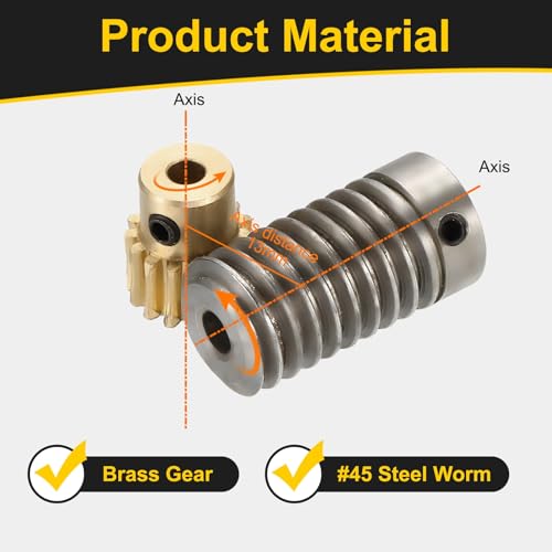 uxcell Worm Gear Set 15T 1:15 Reduction Rate1045 Steel Rod 5mm Bore - size: Gear-4mm, Rod-5mm Bore, style: 0.8M-15T
