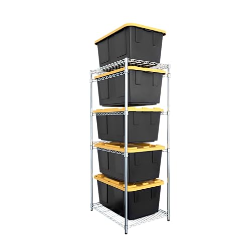 SafeRacks 5-Tier Steel Tote Rack for 27 Gallon Bins - Silver - color: Silver, size: 1 Pack