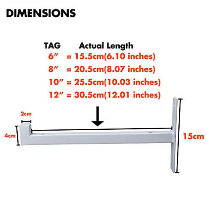 OVOV 2 Pack Heavy Duty Shelf Brackets 6 Inch Metal Shelf Supports White - color: White, size: 6 Inch