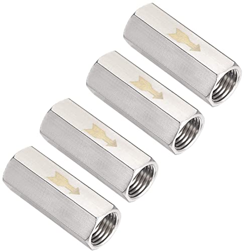 One Way Air Check Valve 1/8'' Femal Threaded Full Ports Brass Nickel Plating Non Return Check Valve, 4Pcs - color: 1/8