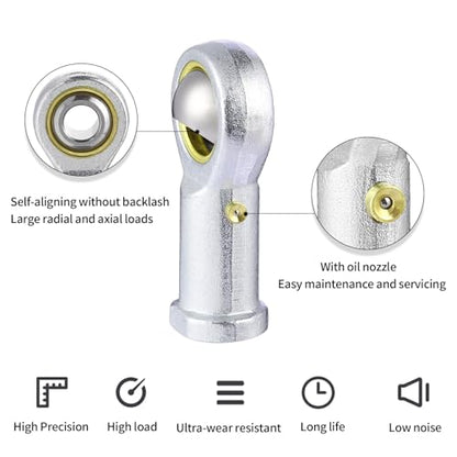2Pcs PHSB10 Rod End Bearing 5/8 Inch Bore Pre-Lubricated 5/8-18 Female Thread Right Hand Heim Joint with Jam Nuts - size: 5/8, style: Right Hand
