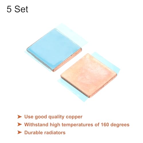 MECCANIXITY Heatsink Copper Sheet Shim, 1.5mm Thickness Pad with Thermal Conductive Adhesive Tape for Desktop Computer GPU CPU Cooling Patch 5 Set - size: 1.5mm
