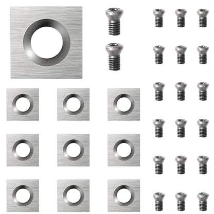 10PCS Square Corners Carbide Inserts 4 Edges, 11x11x1.5mm Replacement for Woodworking Fits Spiral Helical Planer Cutter Head - size: 10PCS Square
