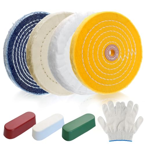 8Pcs 6 Inch Polishing Buffing Wheel Kit for Bench Grinder - size: 6 Inch