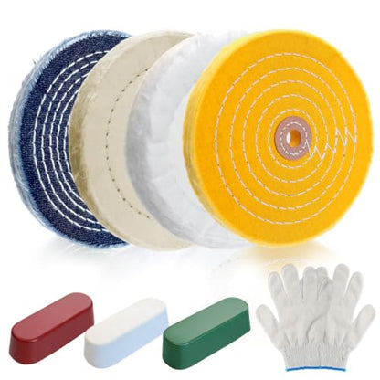 8Pcs 6 Inch Polishing Buffing Wheel Kit for Bench Grinder - size: 6 Inch