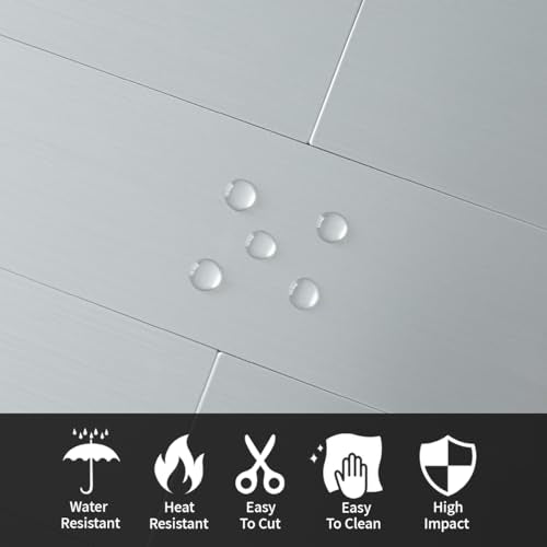 AULIGET 3" x 12" Peel and Stick Backsplash Wall Tiles, PVC Composite Stick on Tiles for Backsplash Kitchen, Bathroom, Laundry Room, Camper, Fireplace (40, Brushed Metal) - color: Brushed Metal, size: 40 Pieces, 3"x12"x0.12"