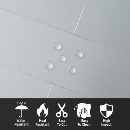 AULIGET 3" x 12" Peel and Stick Backsplash Wall Tiles, PVC Composite Stick on Tiles for Backsplash Kitchen, Bathroom, Laundry Room, Camper, Fireplace (40, Brushed Metal) - color: Brushed Metal, size: 40 Pieces, 3"x12"x0.12"